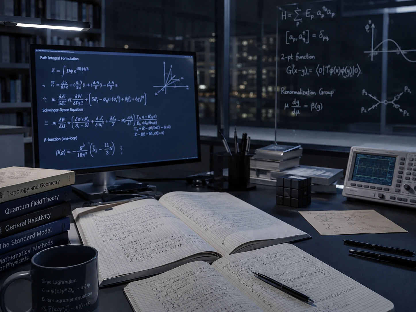 Nächtlicher Arbeitsplatz eines theoretischen Physikers