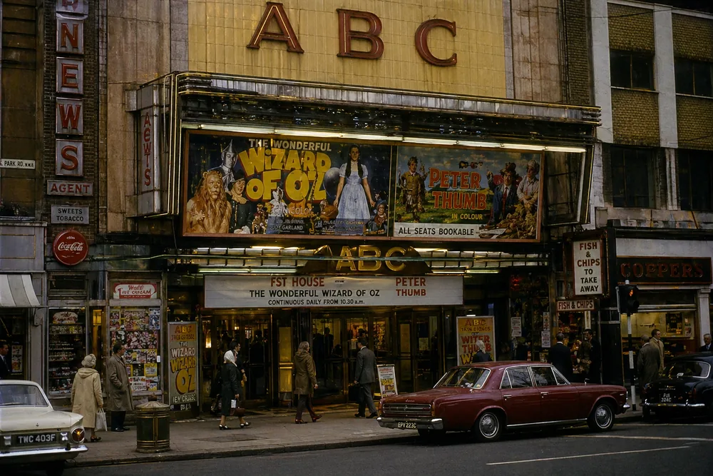 Imaginierte Straßenansicht eines ABC-Kinos