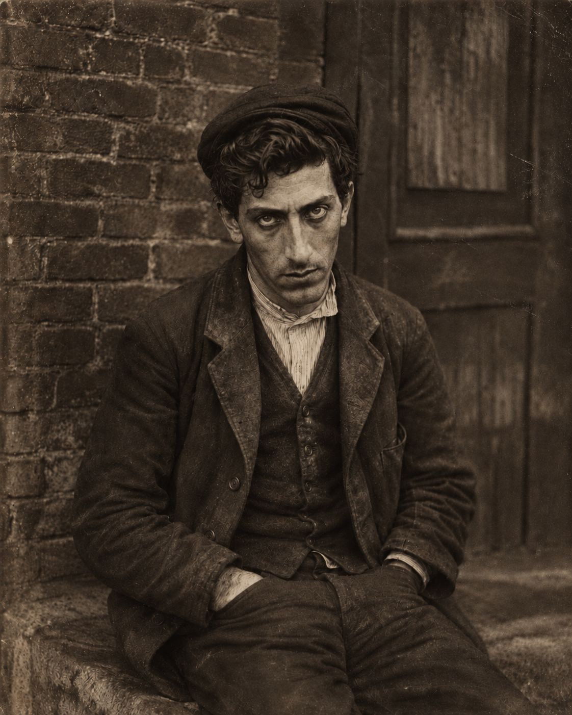 Imaginierte Rekonstruktion Aaron Kosminskis im Stil einer Fotografie um 1888