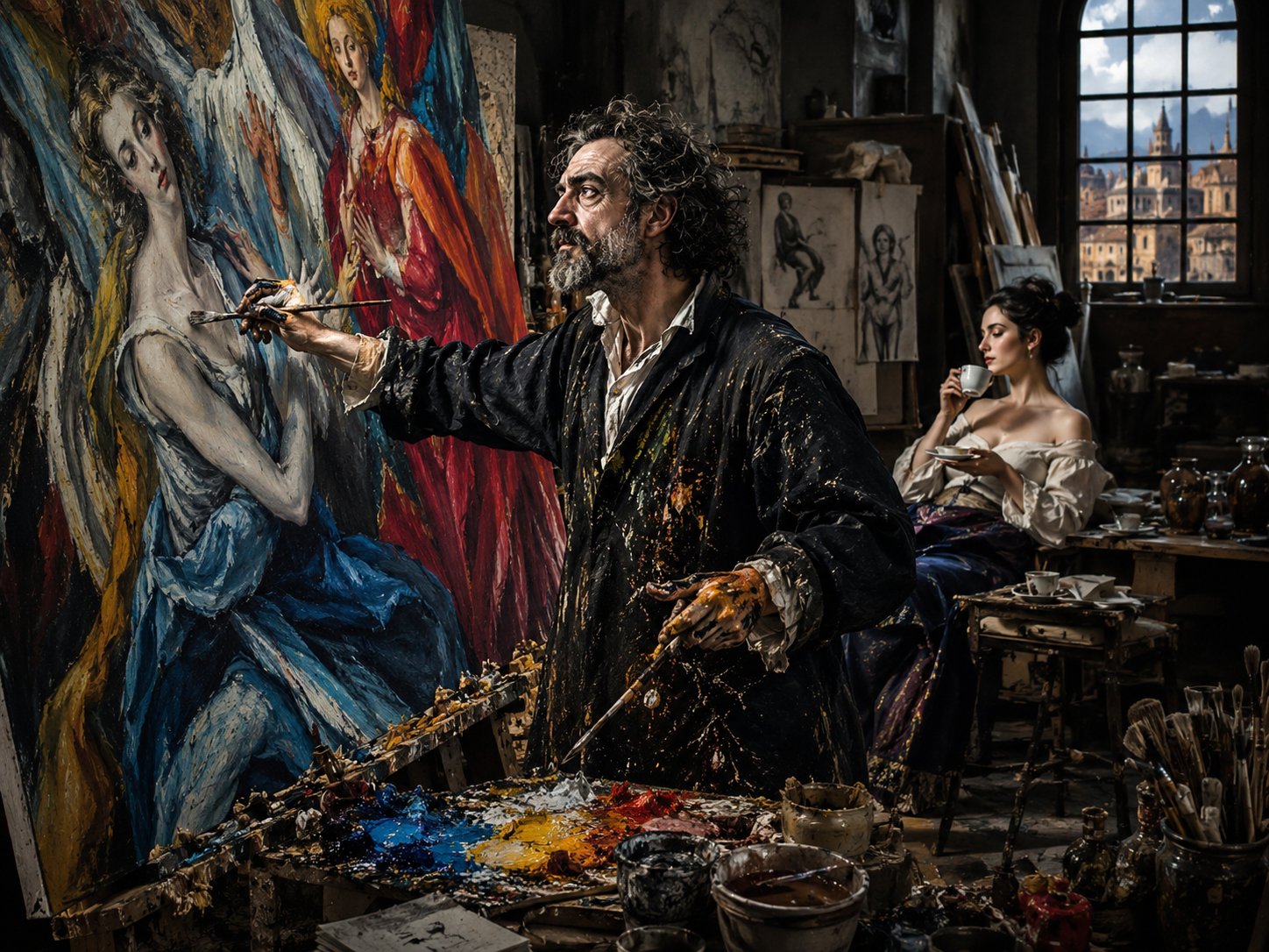 Fiktionale Rekonstruktion El Grecos in einem expressionistischen Atelier