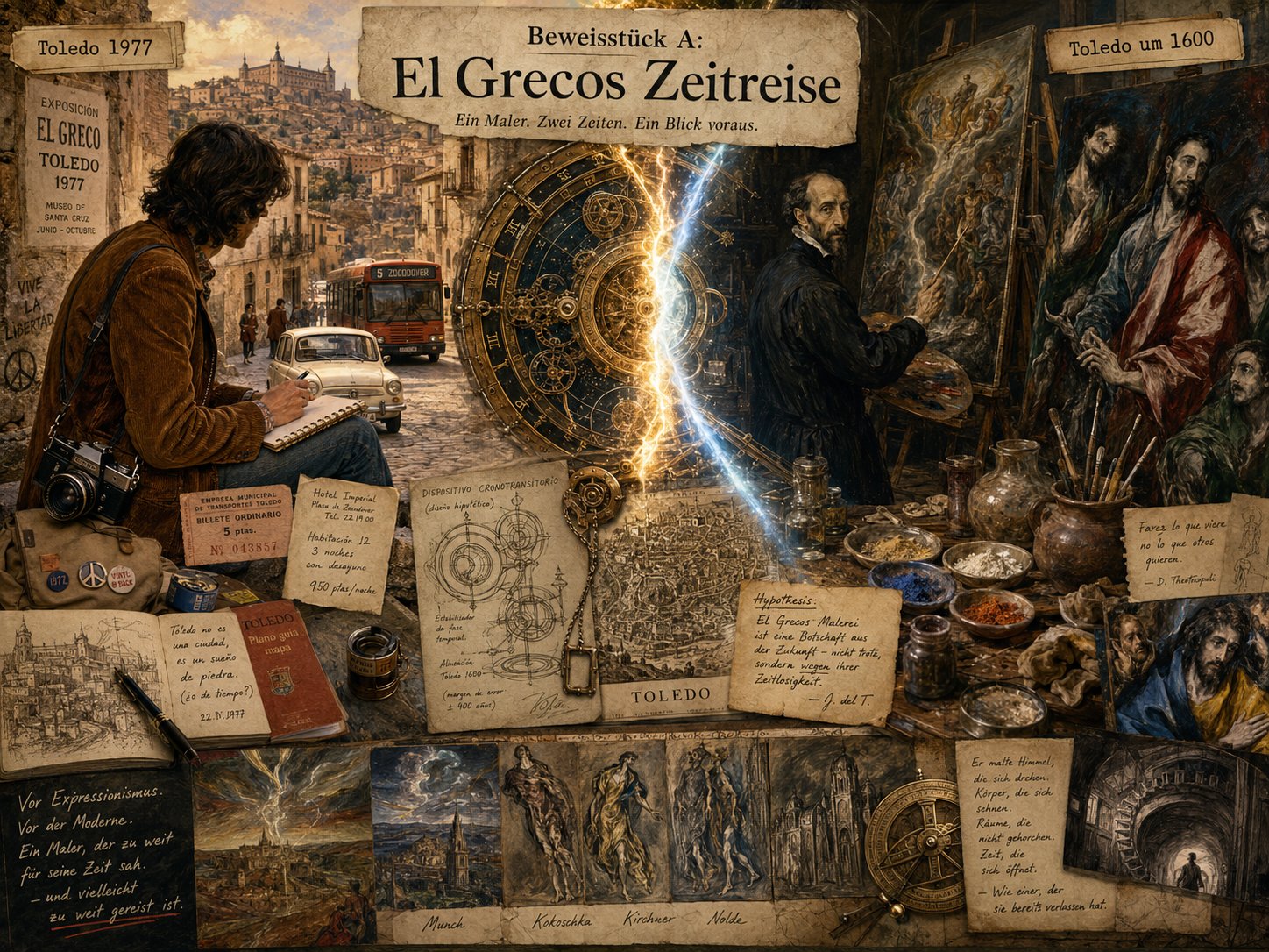 Fiktionales Beweisstück zu El Grecos Zeitreise zwischen Toledo um 1600 und Toledo 1977